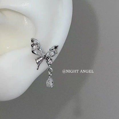 Earring Butterfly Drop Alloy Rhinestone