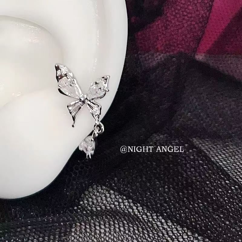 Earring Butterfly Drop Alloy Rhinestone