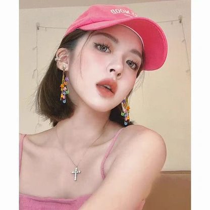 Pin Earring Chandelier Faux Safety Star Alloy Pearl