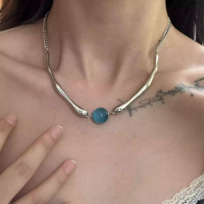 Choker Cat Stone Alloy Faux Eye Bead