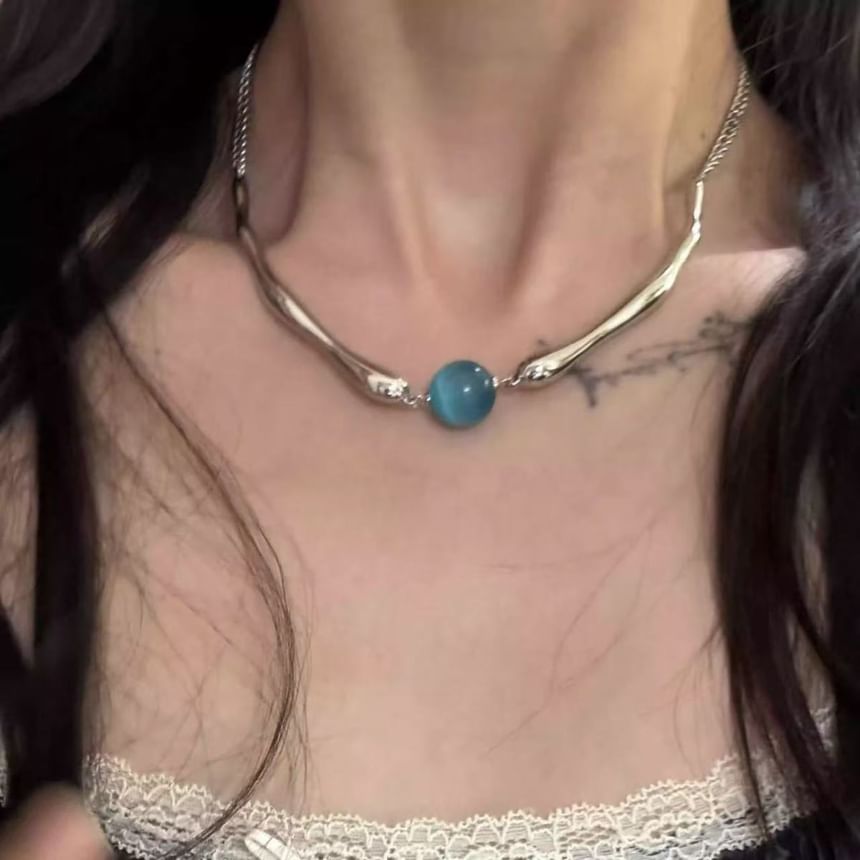 Choker Cat Stone Alloy Faux Eye Bead