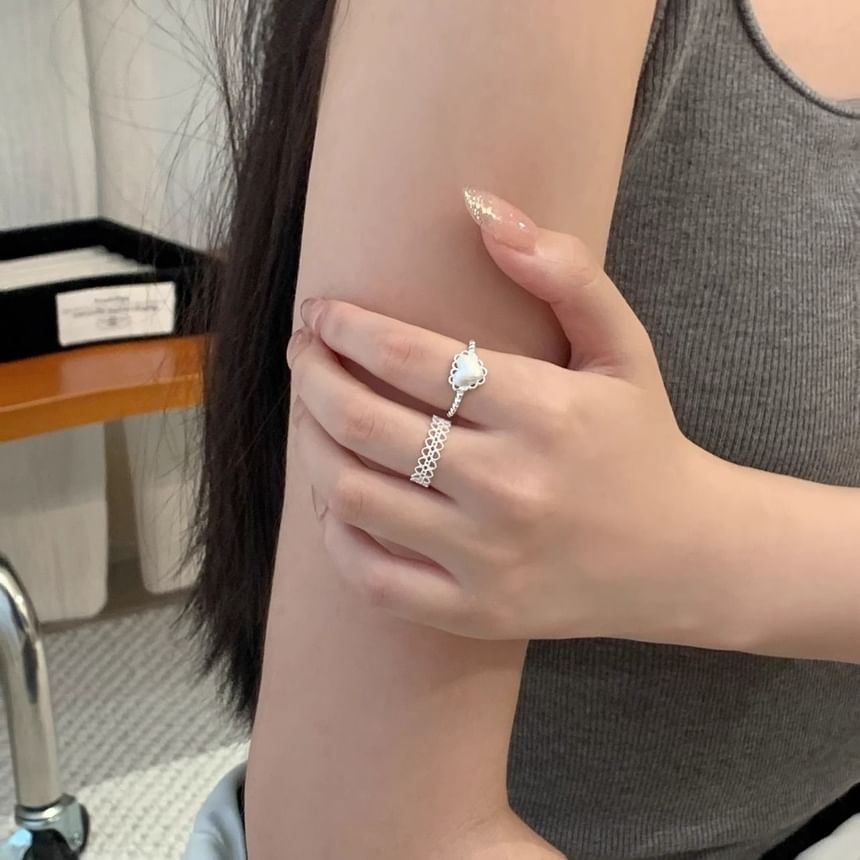 of Open Alloy Cutout 2: + Heart Set Ring