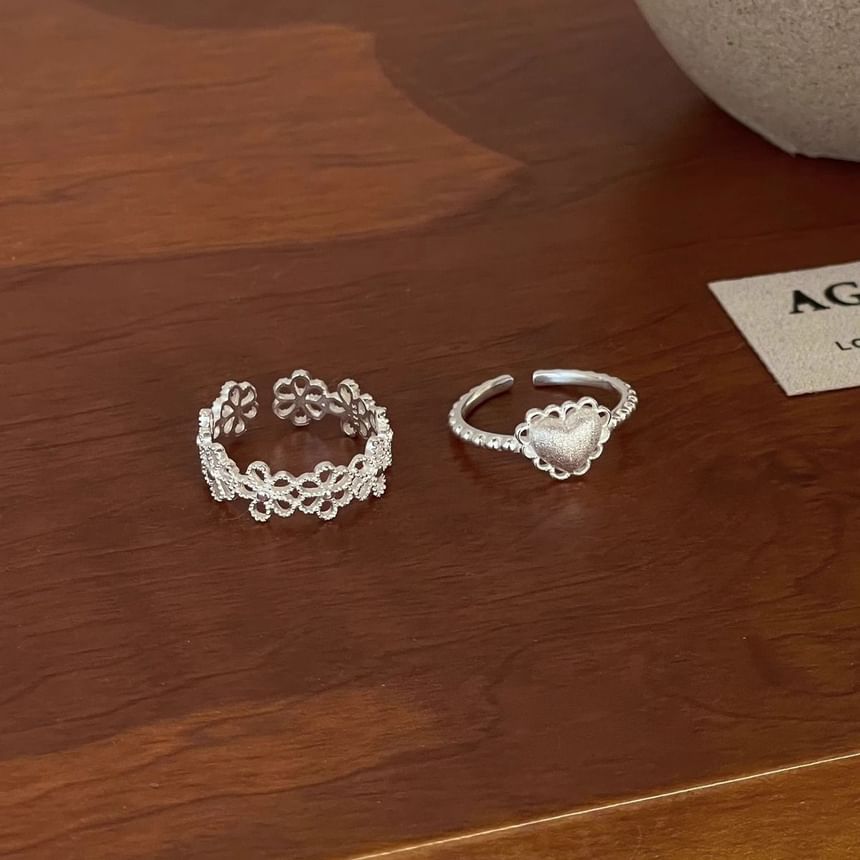 of Open Alloy Cutout 2: + Heart Set Ring
