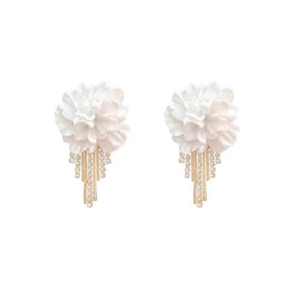 Alloy Fringed Earring Rhinestone Floral