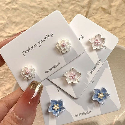 Earring Floral Set Pairs: (Various Alloy Stud of 3 Designs)