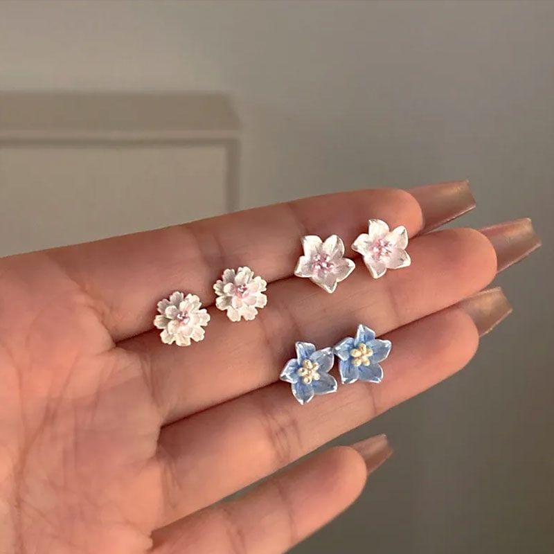 Earring Floral Set Pairs: (Various Alloy Stud of 3 Designs)