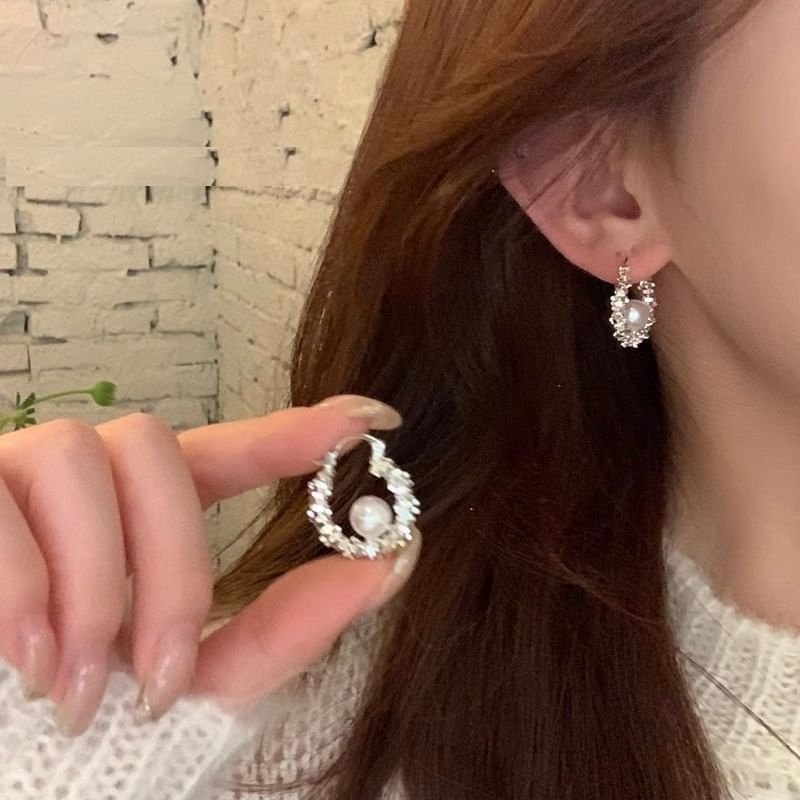 Hoop Pearl Earring Beaded Faux