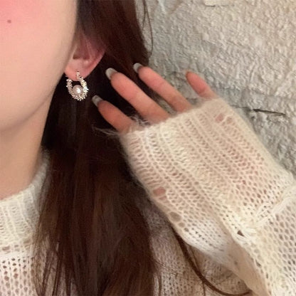 Hoop Pearl Earring Beaded Faux