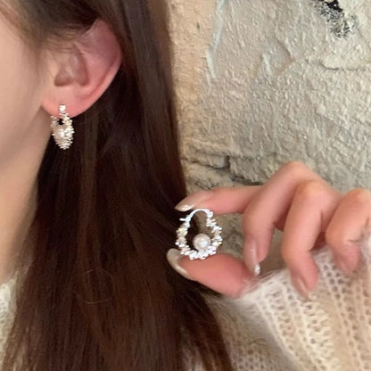 Hoop Pearl Earring Beaded Faux