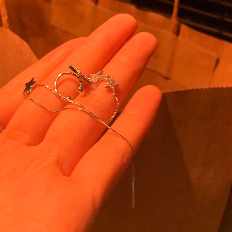 Rhinestone with Cuff Earring Ear Star