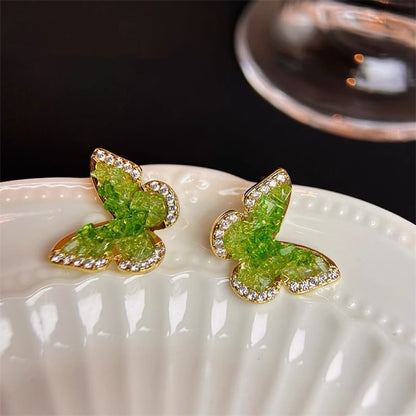 Earring Butterfly Stud Rhinestone