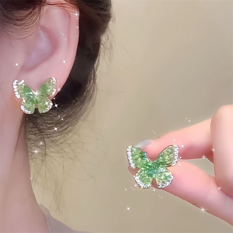 Earring Butterfly Stud Rhinestone