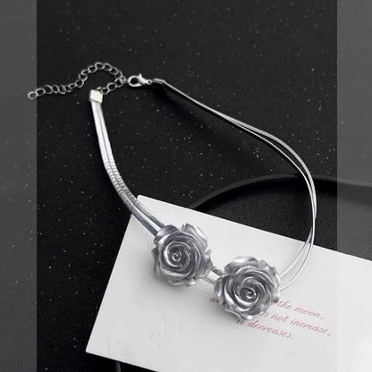 Metallic Choker Rose Faux Leather
