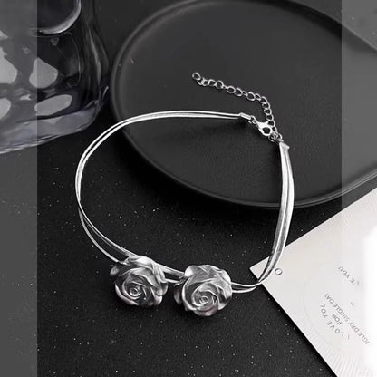 Metallic Choker Rose Faux Leather