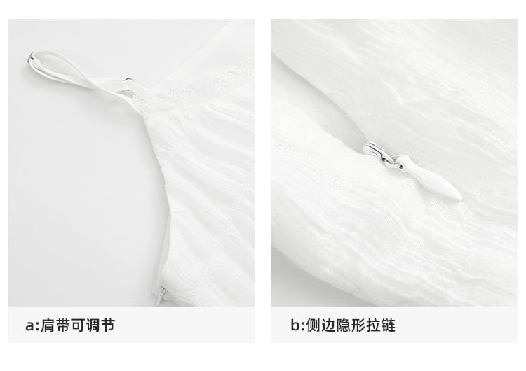 Spaghetti Strap Plain Tiered Midi A-Line Dress