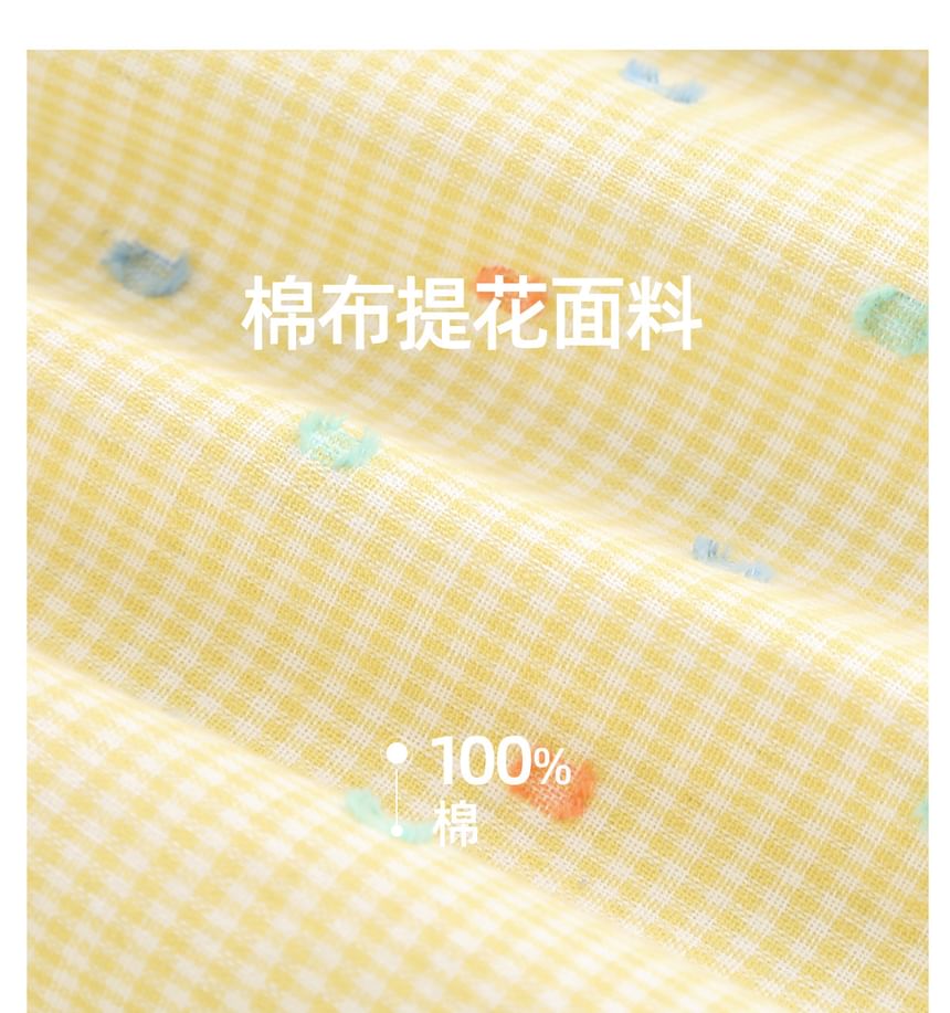 Short-Sleeve Square Neck Plaid Bow A-Line Dress (Various Designs)