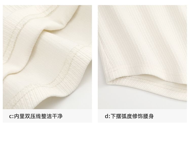 Short-Sleeve Square Neck Lace-Up Slim Fit Tee