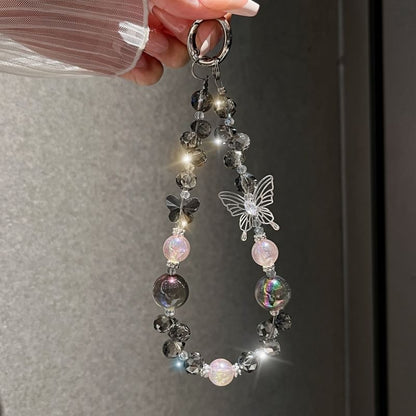 Beaded Phone Butterfly Crystal Faux Strap Wrist