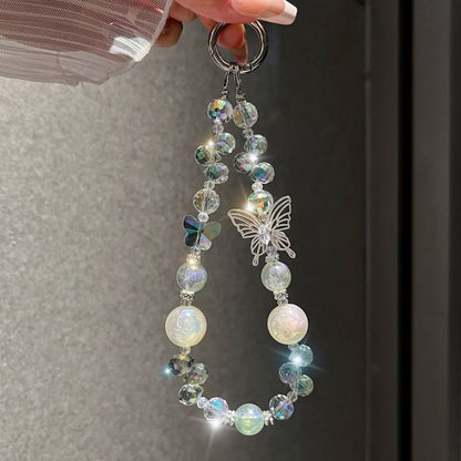 Beaded Phone Butterfly Crystal Faux Strap Wrist