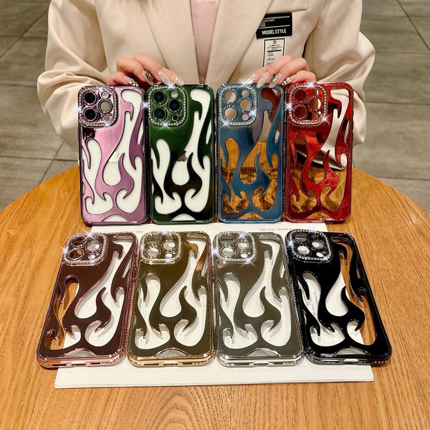 Rhinestone Case iPhone Flame