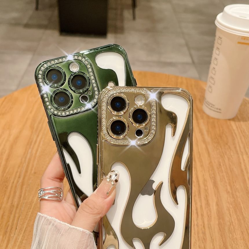 Rhinestone Case iPhone Flame