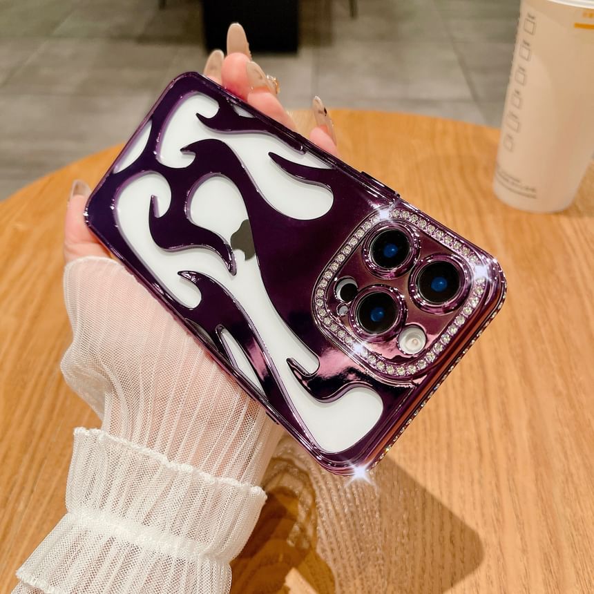 Rhinestone Case iPhone Flame