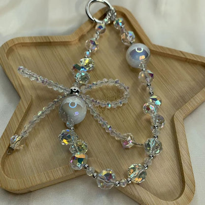 Faux Wrist Beaded Strap Crystal Bow Phone