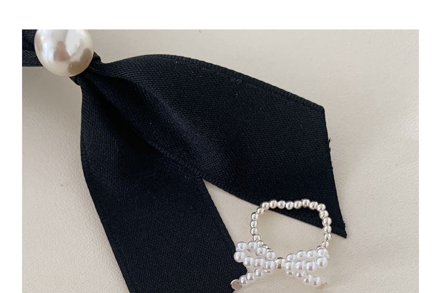 Beaded Elastic Bow Sterling Ring Silver 925