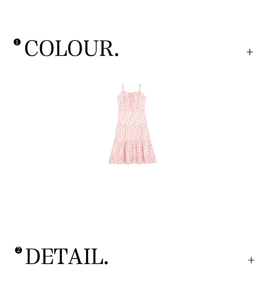 Spaghetti Strap Floral Print Midi A-Line Dress