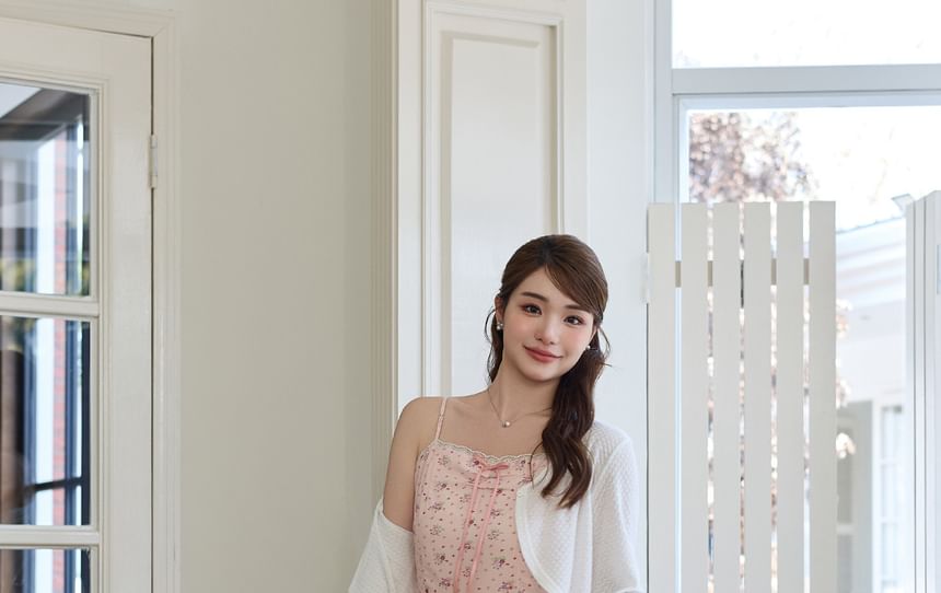 Spaghetti Strap Floral Print Midi A-Line Dress