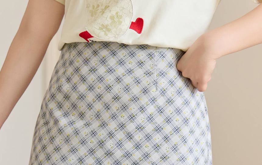 High Waist Plaid Mini A-Line Skirt