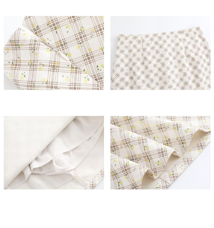 High Waist Plaid Mini A-Line Skirt