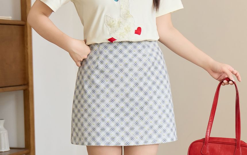 High Waist Plaid Mini A-Line Skirt