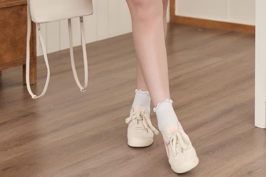 High Rise Plain Lace Trim Mini A-Line Skirt