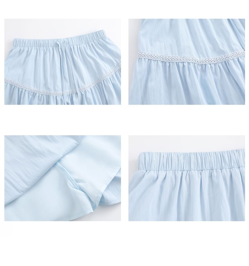 High Rise Plain Lace Trim Mini A-Line Skirt