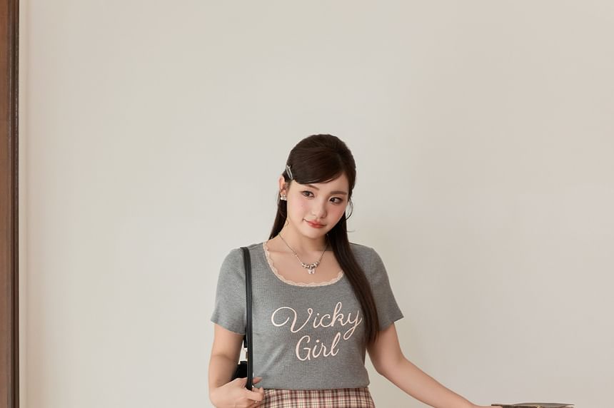 High Waist Plaid Ruffled Mini A-Line Skirt