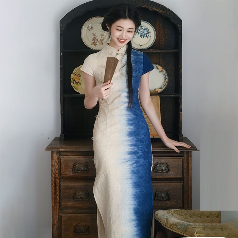 Tie-Dye Maxi Sheath Qipao (Various Designs)