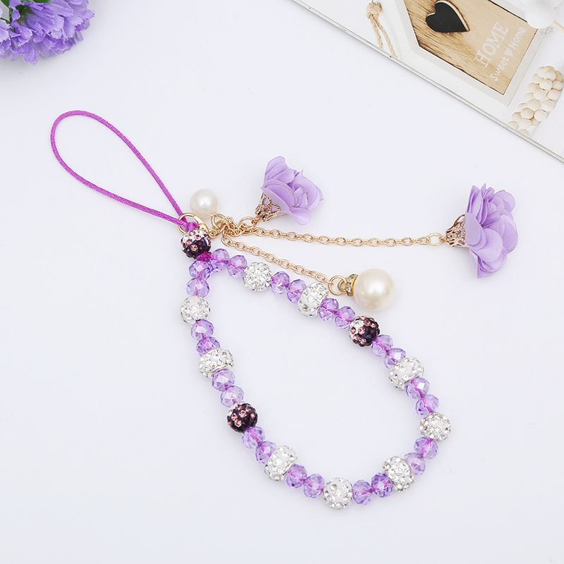 Faux Crystal Floral Strap Phone