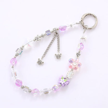 Faux Phone Strap Bear Crystal Floral / Cartoon