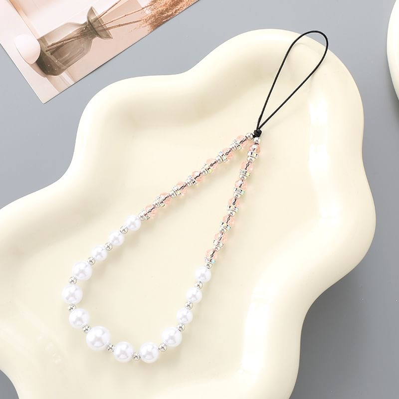 Faux Pearl Rhinestone Strap Phone