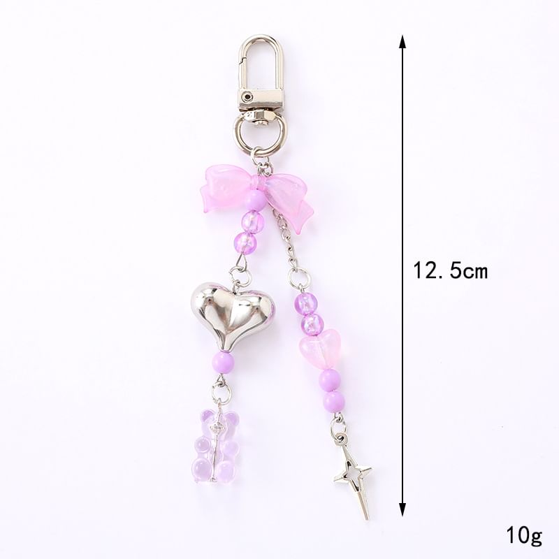 Bear Phone Bow Heart Charm