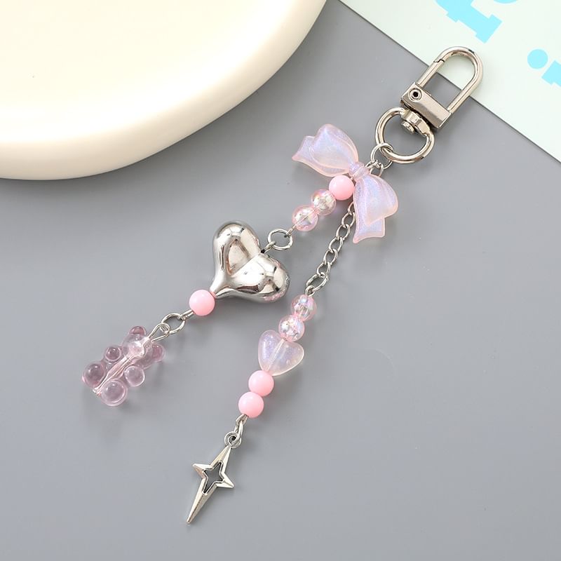 Bear Phone Bow Heart Charm