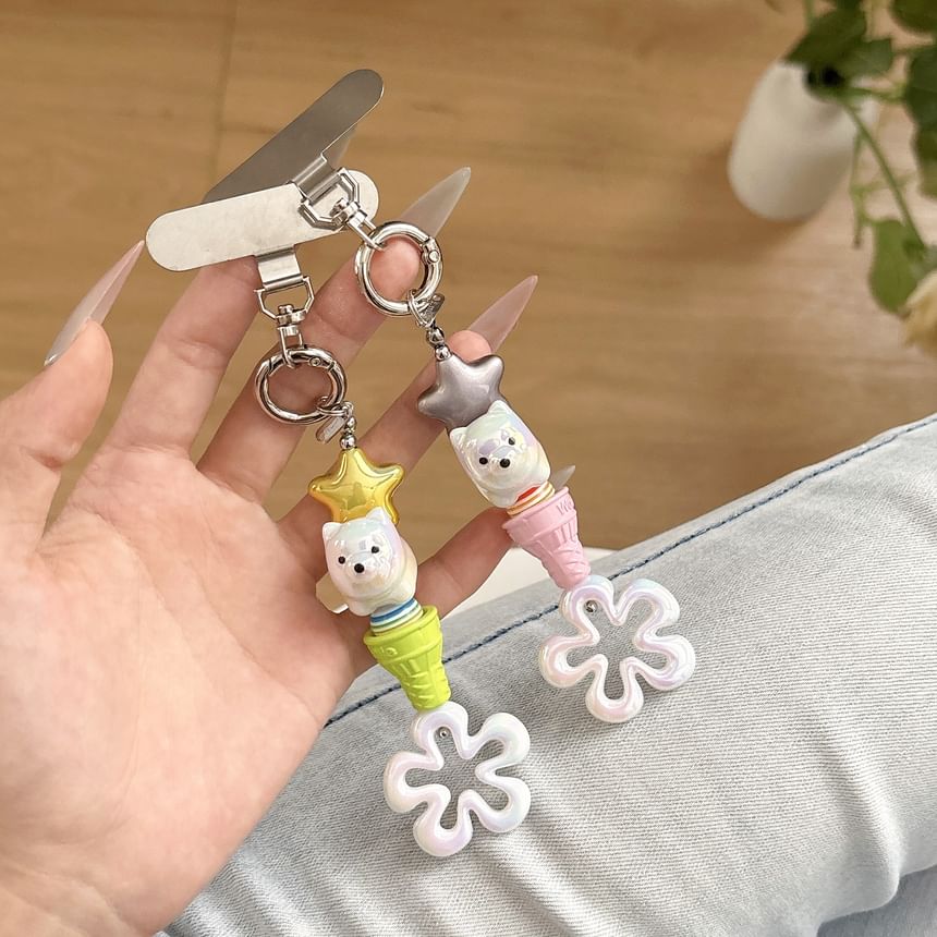 Floral Pad Cream (Various Ice Phone Lanyard with Designs) Charm