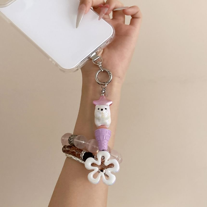Floral Pad Cream (Various Ice Phone Lanyard with Designs) Charm