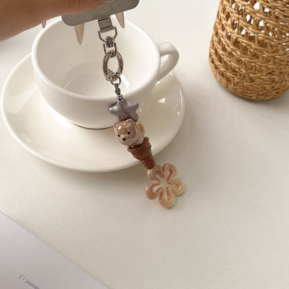 Floral Pad Cream (Various Ice Phone Lanyard with Designs) Charm