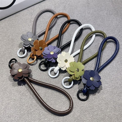 Phone Floral Faux with Lanyard Pad Strap and Leather