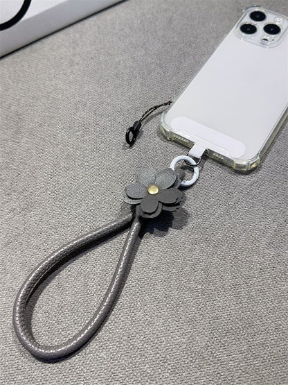 Phone Floral Faux with Lanyard Pad Strap and Leather