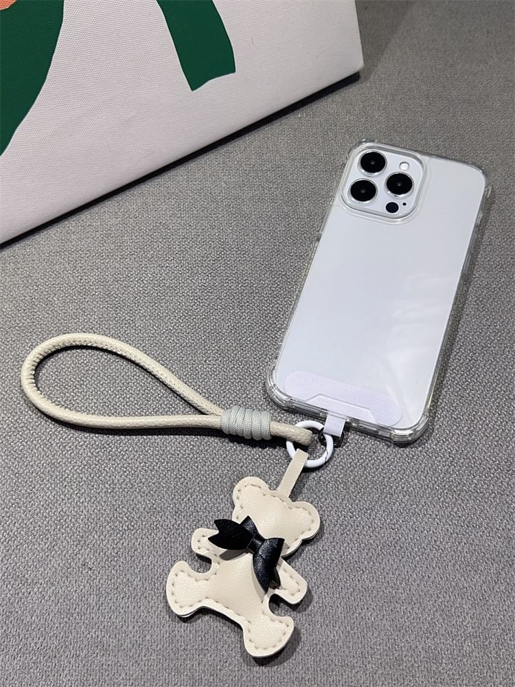 Strap with Phone Lanyard Bear and Pad Leather Faux