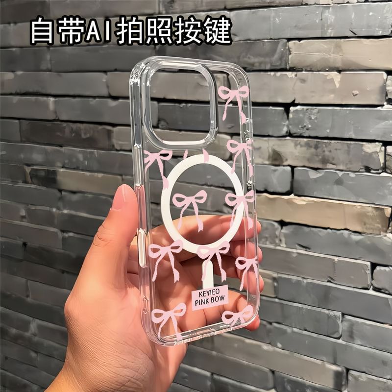 Phone Bow with Transparent (Compatible Magnetic MagSafe) Case