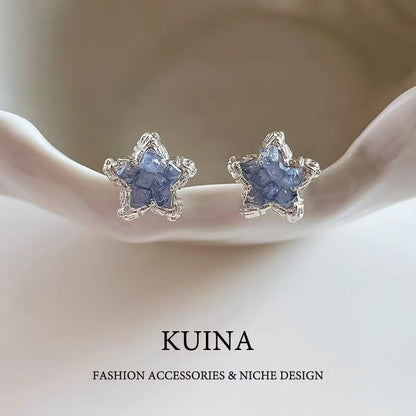 Faux Stud Alloy Crystal Star Earring